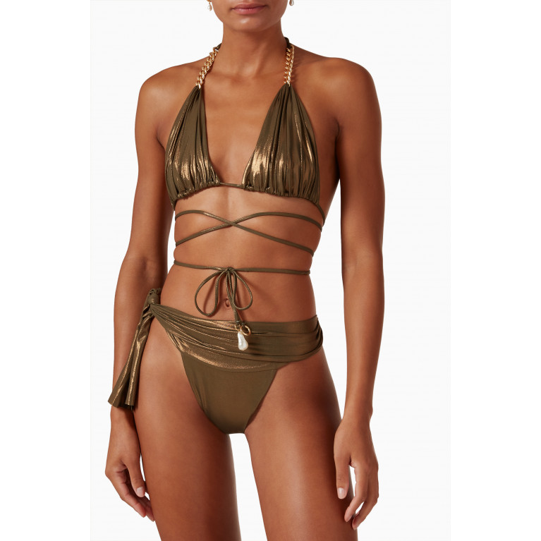 Maria Lucia Hohan - Joy Bikini Top in Metallic Nylon Gold
