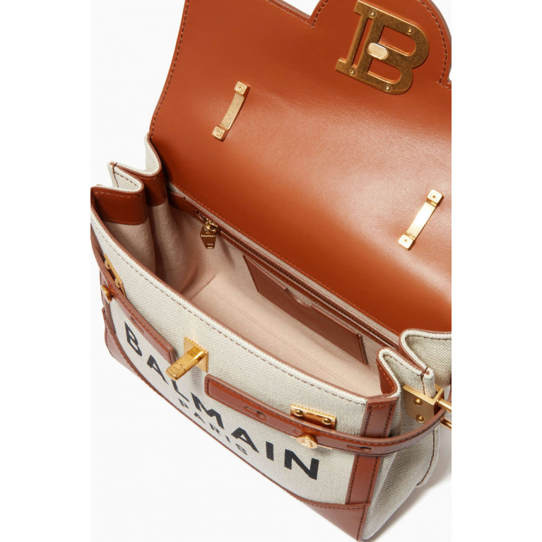 Balmain - B-Buzz 23 Top Handle Bag in Canvas & Leather