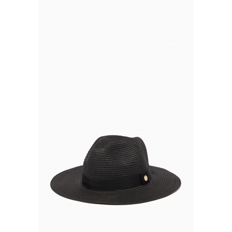 Melissa Odabash - Fedora Hat in Woven Paper Black