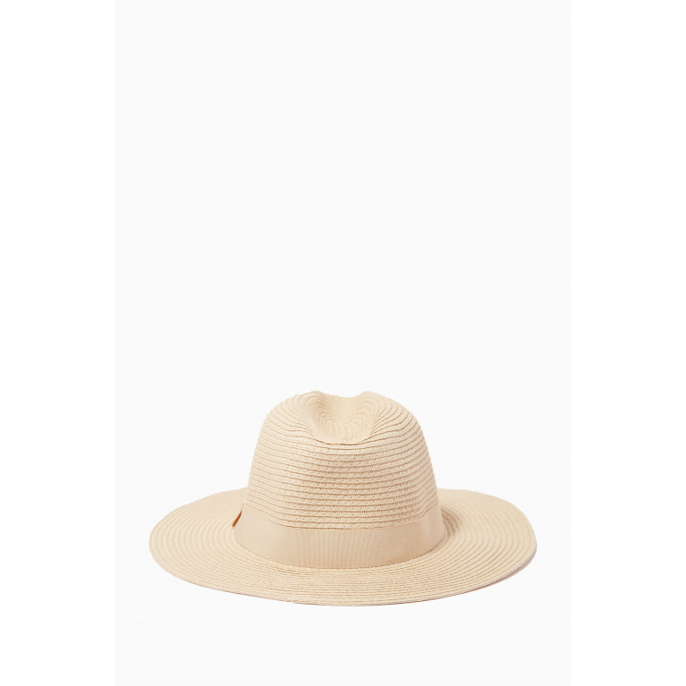 Melissa Odabash - Fedora Hat in Woven Paper Brown