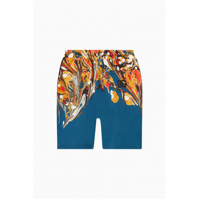 Dolce & Gabbana - Marbled Print Jogging Shorts in Cotton Jersey