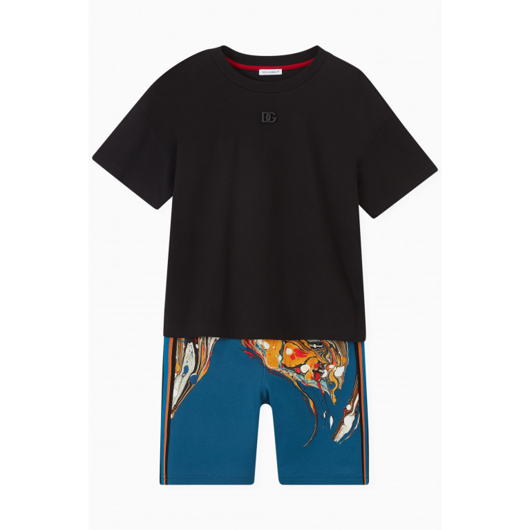 Dolce & Gabbana - Marbled Print Jogging Shorts in Cotton Jersey