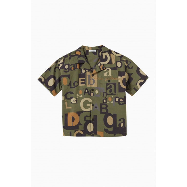 Dolce & Gabbana - Logo Print Camouflage Shirt in Cotton