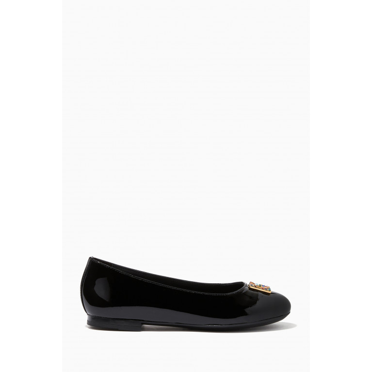 Dolce & Gabbana - Crystal DG Logo Ballet Flats in Patent Leather