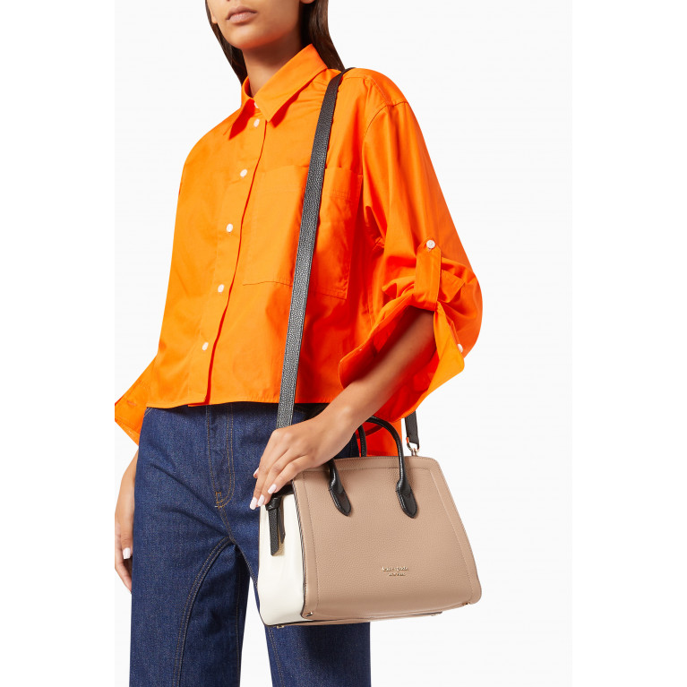 Kate Spade New York - Medium Knott Colour-block Satchel Bag in Leather Neutral
