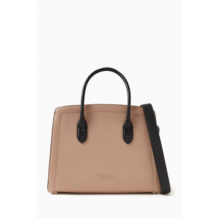 Kate Spade New York - Medium Knott Colour-block Satchel Bag in Leather Neutral