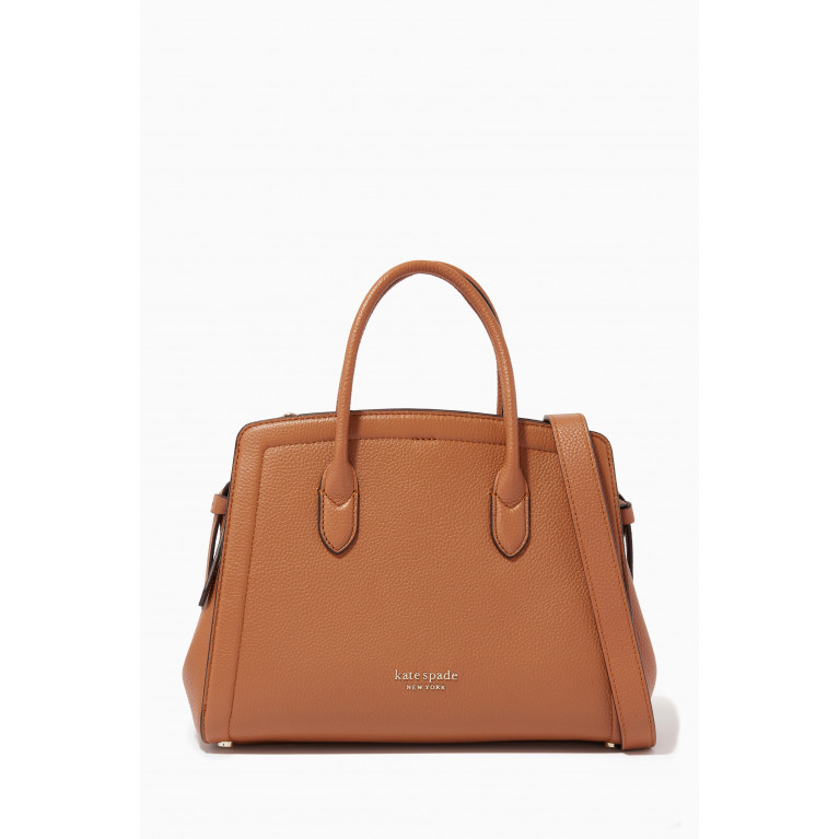 Kate Spade New York - Knott Medium Satchel Bag in Leather Brown