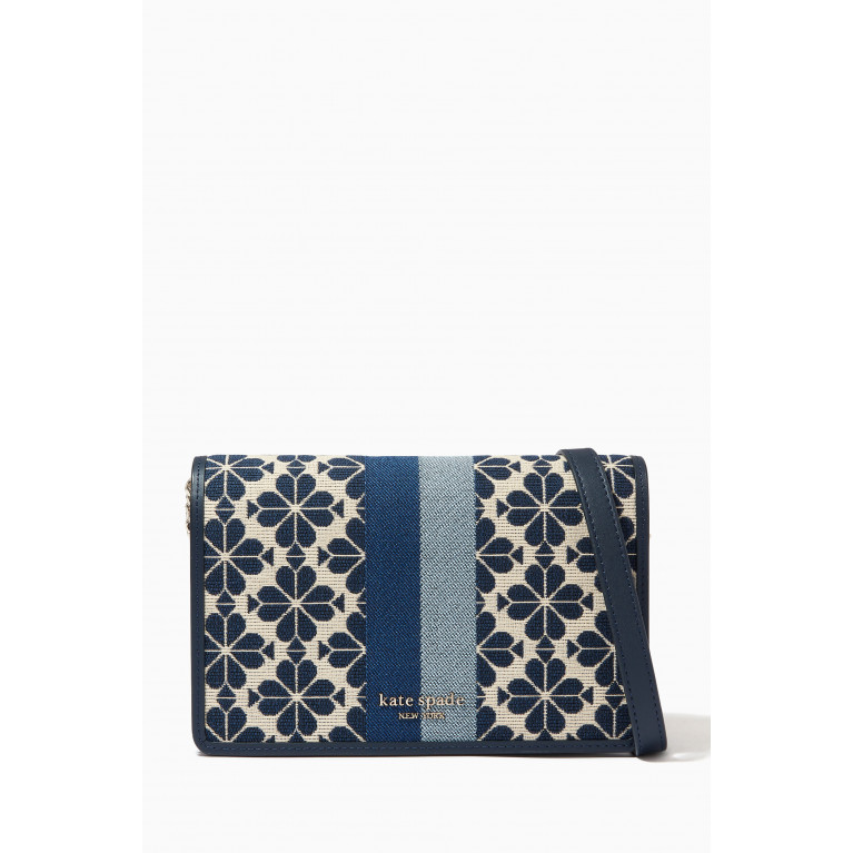 Kate Spade New York - Flower Stripe Wallet On Chain in Jacquard Blue