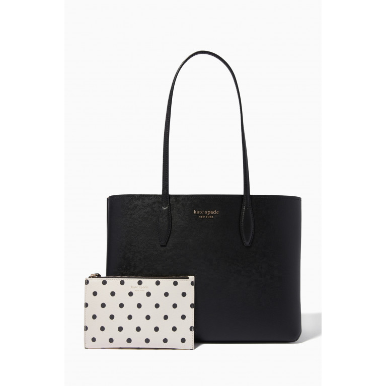 Kate Spade New York - All Day Tote Bag in Cross-grained Leather Black