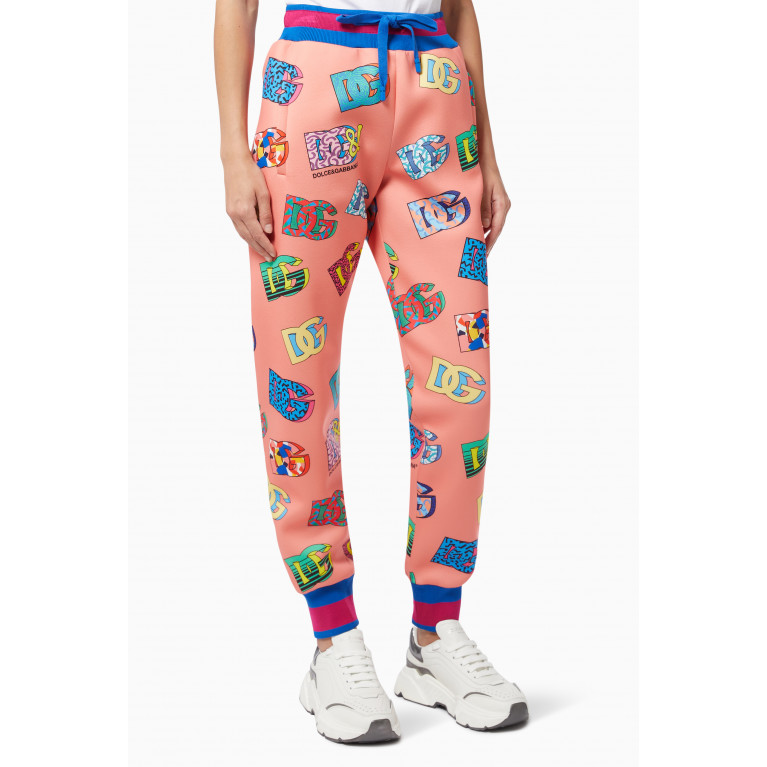 Dolce & Gabbana - All-over Logo Print Joggers in Technical Jersey