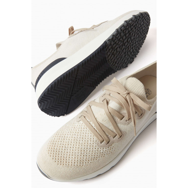 Brunello Cucinelli - Low Top Sneakers in Perforated Cotton Knit White