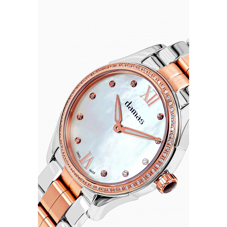Damas - Sport Watch with Diamonds in Stainless Steel