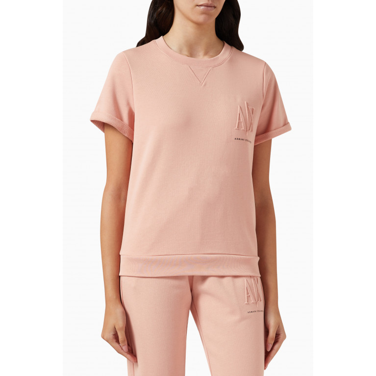 Armani Exchange - Icon Embossed AX Logo T-shirt in Jersey Pink