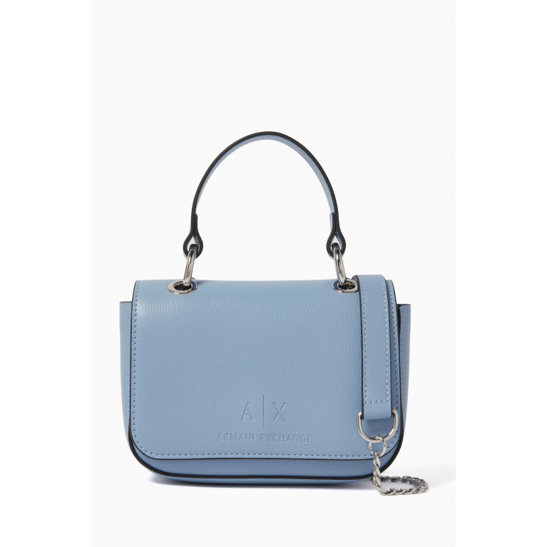 Armani Exchange - Small AX Debossed Crossbody Bag in Faux Leather Blue