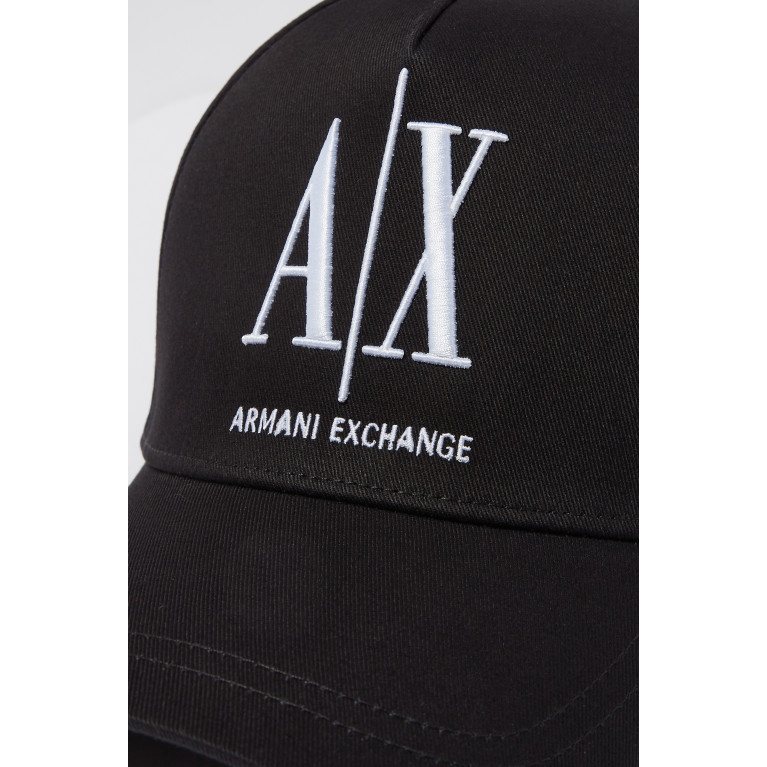 Armani - AX Icon Logo Baseball Cap in Cotton Gabardine Black