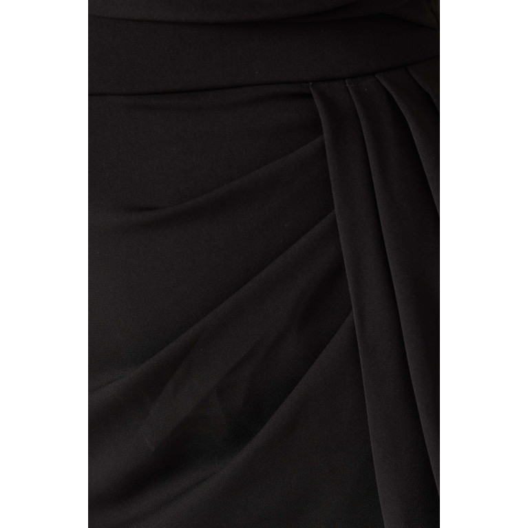 Nicole Bakti - Off-shoulder Draped Gown in Stretch-crepe Black