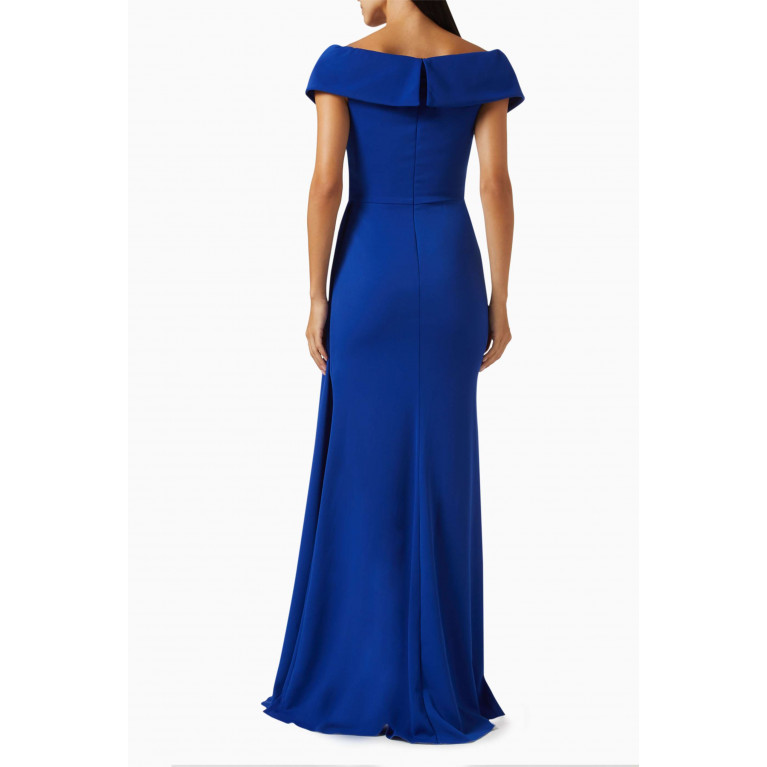 Nicole Bakti - Off-shoulder Draped Gown in Stretch-crepe Blue
