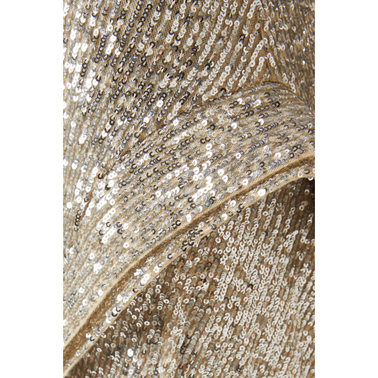 Nicole Bakti - Off-shoulder Gown in Sequin-embellished Crepe Silver