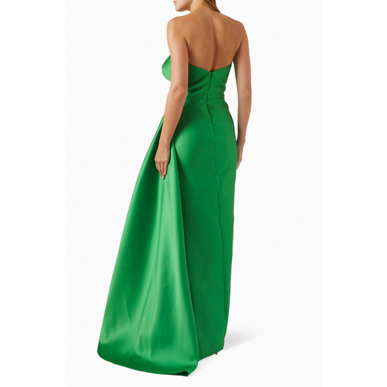 Nicole Bakti - Pleated & Draped Gown in Taffeta Green