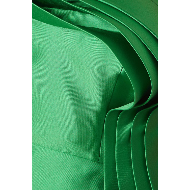 Nicole Bakti - Pleated & Draped Gown in Taffeta Green