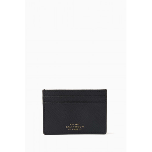 Smythson - Panama Card Holder in Crossgrain Leather Black