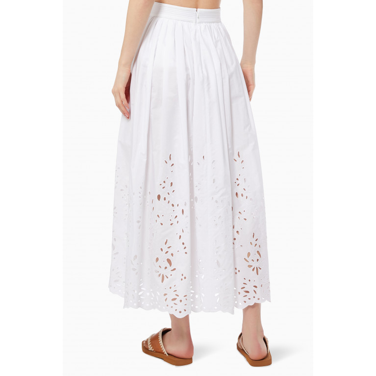 Chloé - Broderie Anglaise Mid-length Skirt in Cotton Poplin