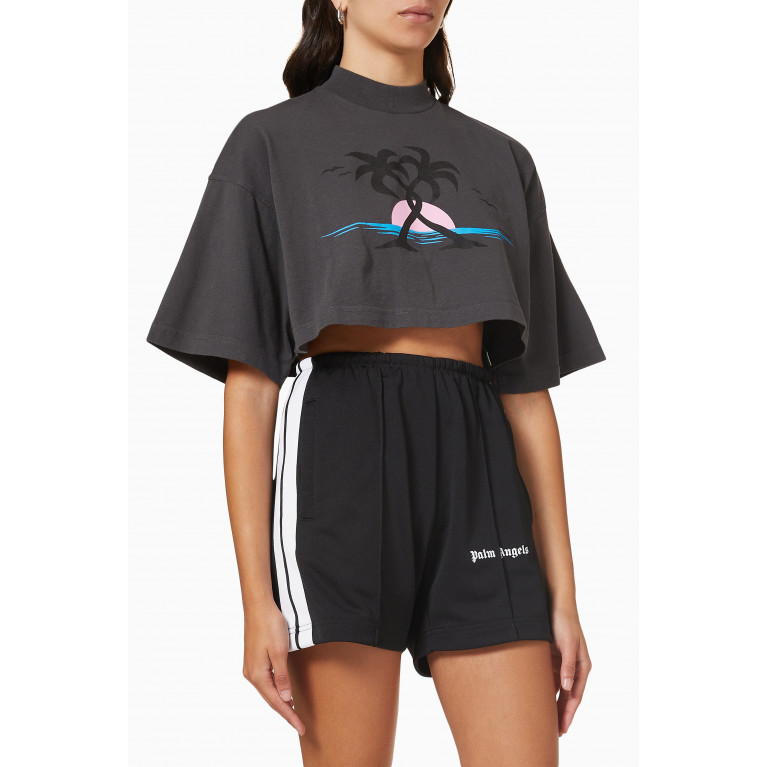 Palm Angels - Hugging Palms Cropped T-shirt in Cotton Jersey