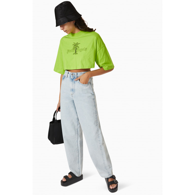 Palm Angels - Palm Logo Cropped T-shirt in Cotton Jersey