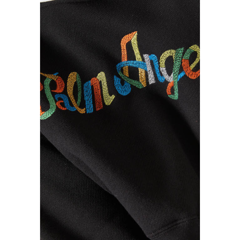 Palm Angels - Rainbow Logo Cropped Hoodie in Cotton