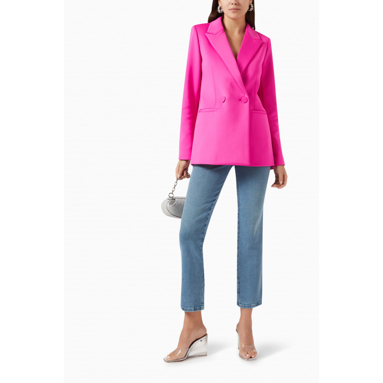 Good American - Relaxed Fit Blazer in Scuba Fabric Pink