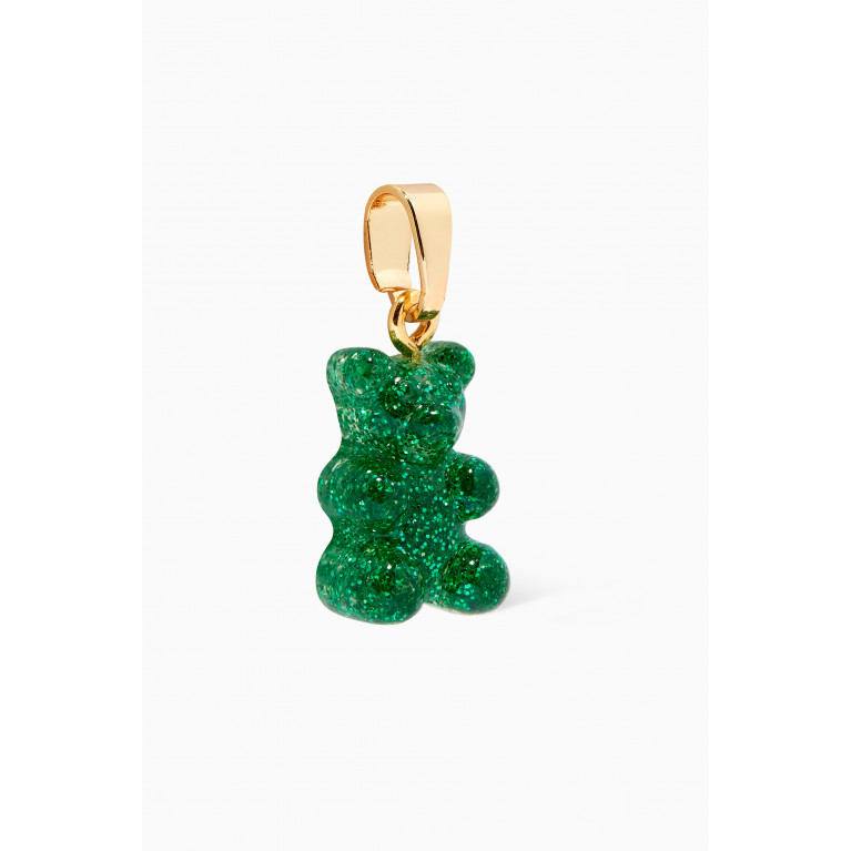 Crystal Haze - Nostalgia Bear Pendant in 18kt Gold Plating & Glitter Resin Green