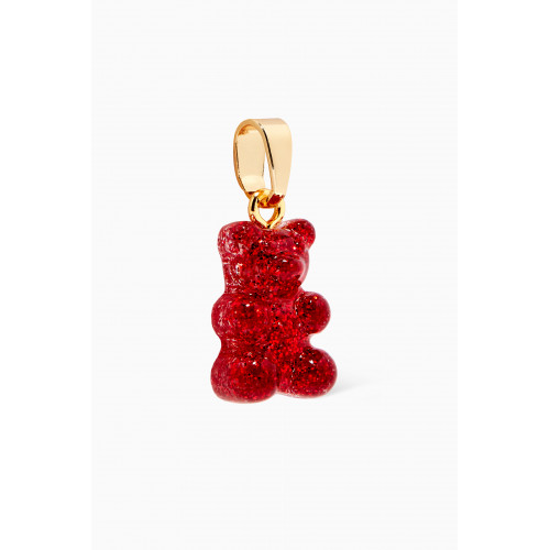 Crystal Haze - Crystal Haze - Nostalgia Bear Pendant in 18kt Gold Plating & Glitter Resin Red