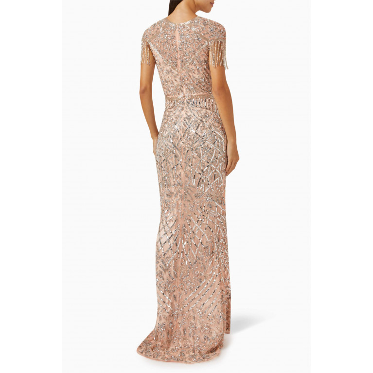 Mac Duggal - Sequin Embroidered Gown in Tulle Silver