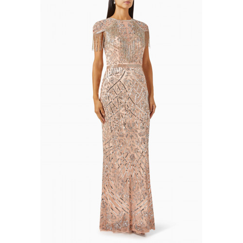 Mac Duggal - Sequin Embroidered Gown in Tulle Silver