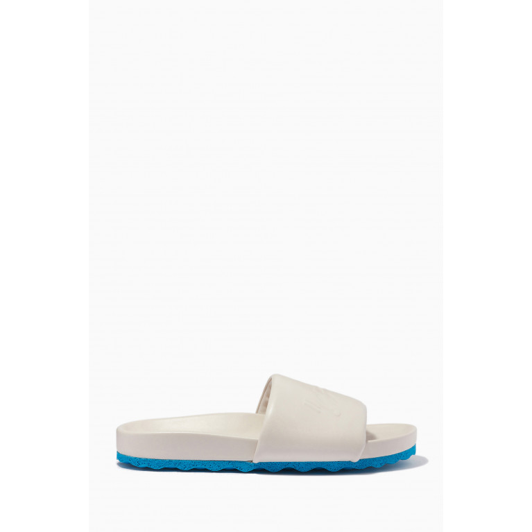 Off-White - Logo Slides in Leather Neutral