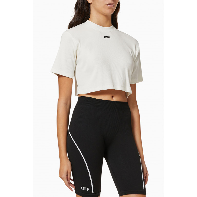 Off-White - Logo Cropped T-shirt in Ribbed Cotton