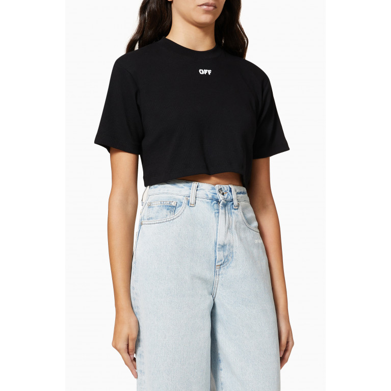 Off-White - Logo Cropped T-shirt in Ribbed Cotton