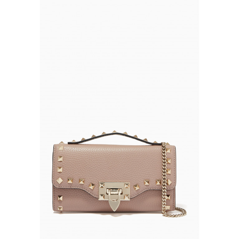 Valentino - Valentino Rockstud Chain Wallet in Grainy Leather