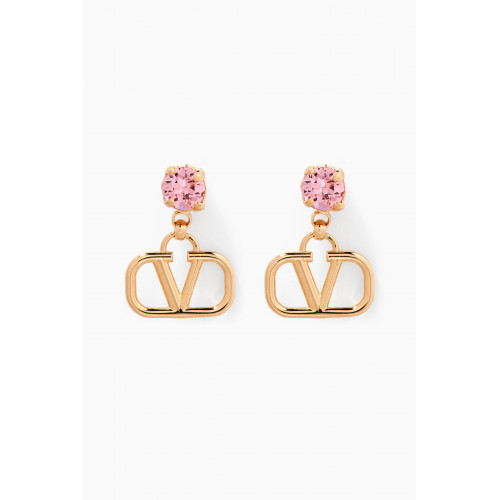 Valentino - Valentino - Valentino Garavani VLOGO Crystal Drop Earrings Pink