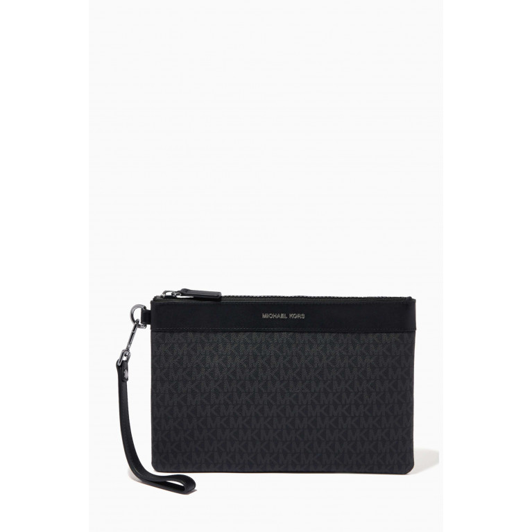 MICHAEL KORS - Flat Travel Pouch in Logo Canvas