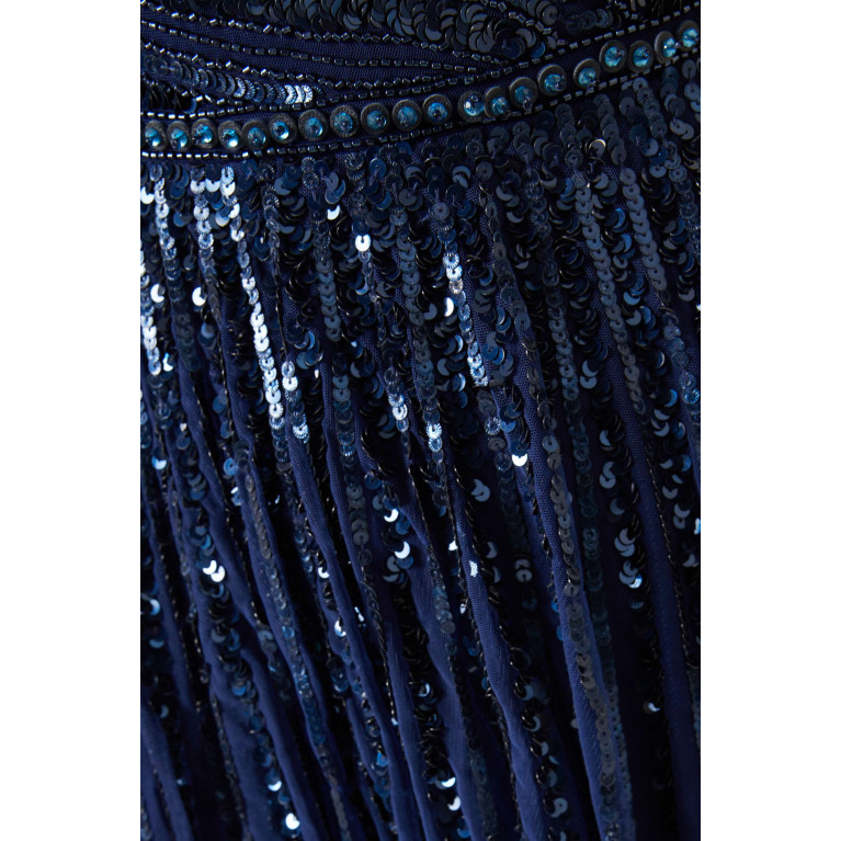 Mac Duggal - Embellished One-shoulder Gown in Tulle Blue