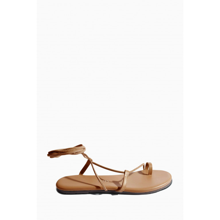 Tkees - Jo Lace-up Sandals in Smooth Leather Brown