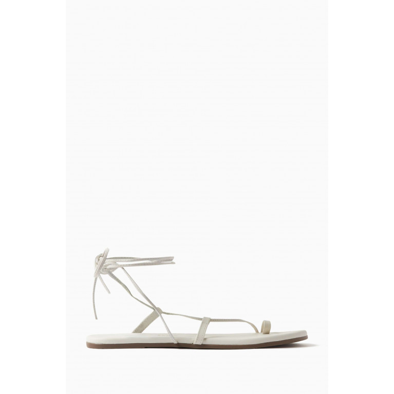 Tkees - Jo Lace-up Sandals in Smooth Leather White
