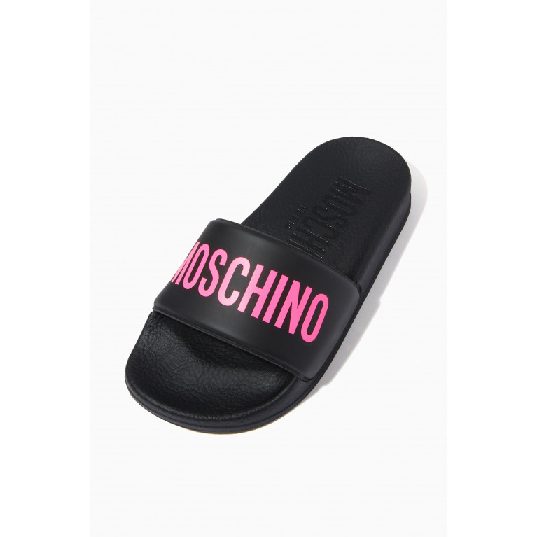 Moschino - Logo Slides in Rubber Black