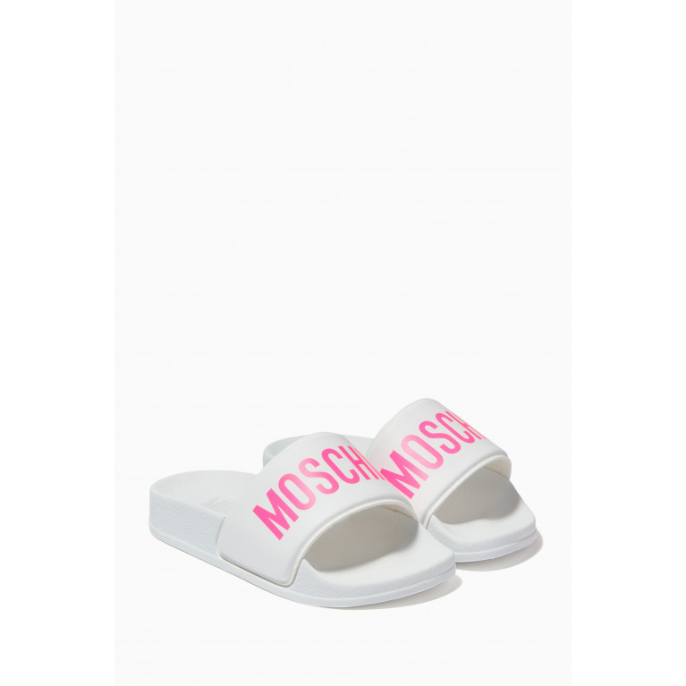Moschino - Logo Slides in Rubber White