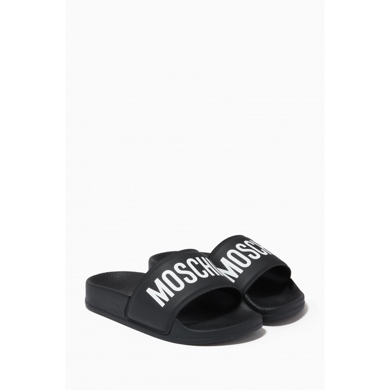 Moschino - Logo Slides in Rubber Black