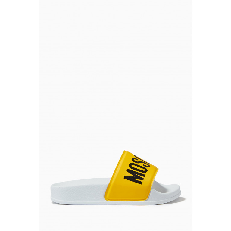 Moschino - Logo Print Rubber Sliders Yellow