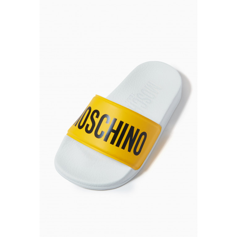 Moschino - Logo Print Rubber Sliders Yellow