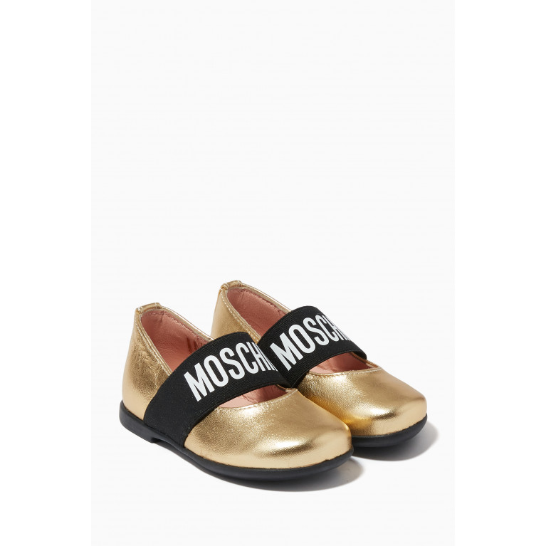 Moschino - Logo Ballerina Pumps in Leather