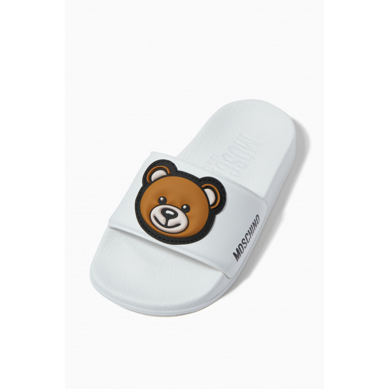 Moschino - Teddy Bear Slides in Rubber White